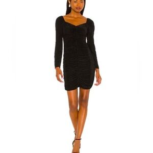 MINKPINK Black Ruched Long Sleeve Dress